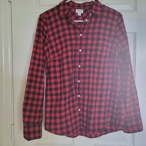 J Crew Black & Red Button down Shirt Size